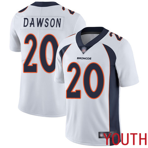 Youth Denver Broncos #20 Duke Dawson White Vapor Untouchable Limited Player Football NFL Jersey